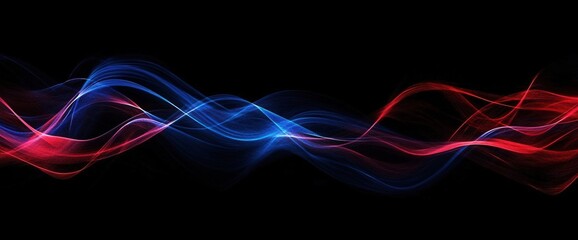 Aufkleber - Abstract background featuring dynamic blue and red light lines on a dark backdrop, conveying speed and innovation for business technology concepts.