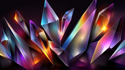 Poster - Abstract artistic representation of brilliant crystals with colorful lighting effects