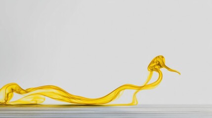 Poster - Vivid yellow liquid flowing smoothly from a bottle creating a beautiful stream of gold resembling liquid smoke