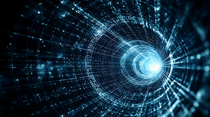 Poster - Abstract Digital Tunnel With Glowing Sphere