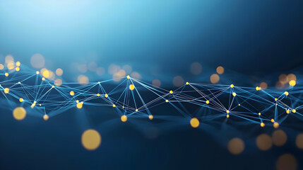 Poster - Abstract Network Design With Blue And Yellow Elements