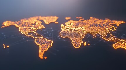 Poster - Global Network Concept with Illuminated World Map Representing Connectivity and Technology Innovation