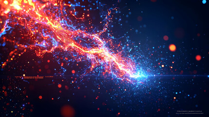 Poster - Abstract Energy Explosion With Red And Blue Particles