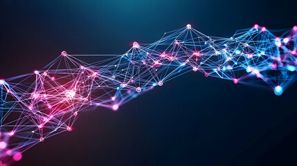 Poster - Abstract Digital Network Design With Glowing Pink And Blue Lines