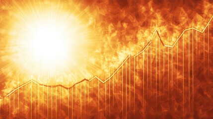 Poster - A colorful D bar chart with bars extending from a transparent base, illustrating an increase in profits. The chart is set against a gradient background with light beams.