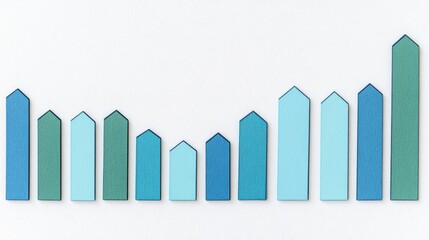 Poster - A sleek D bar chart with gradient colors ranging from blue to green, representing market analysis. The chart is displayed against a white background with subtle shadows.