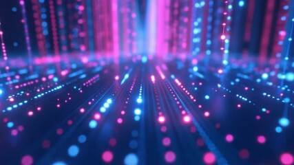Poster - vibrant abstract digital background with glowing blue and pink lights, showcasing futuristic technol