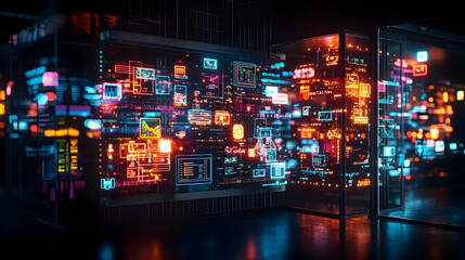 Poster - Abstract Digital Data Wall Display