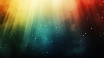 Poster - Colorful rays of light shining through a dark starry atmosphere