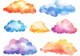colorful watercolor clouds collection for creative design and artistic backgrounds