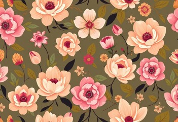  Elegant floral seamless pattern background, vector illustration, public domain remix, surface pattern, swirls