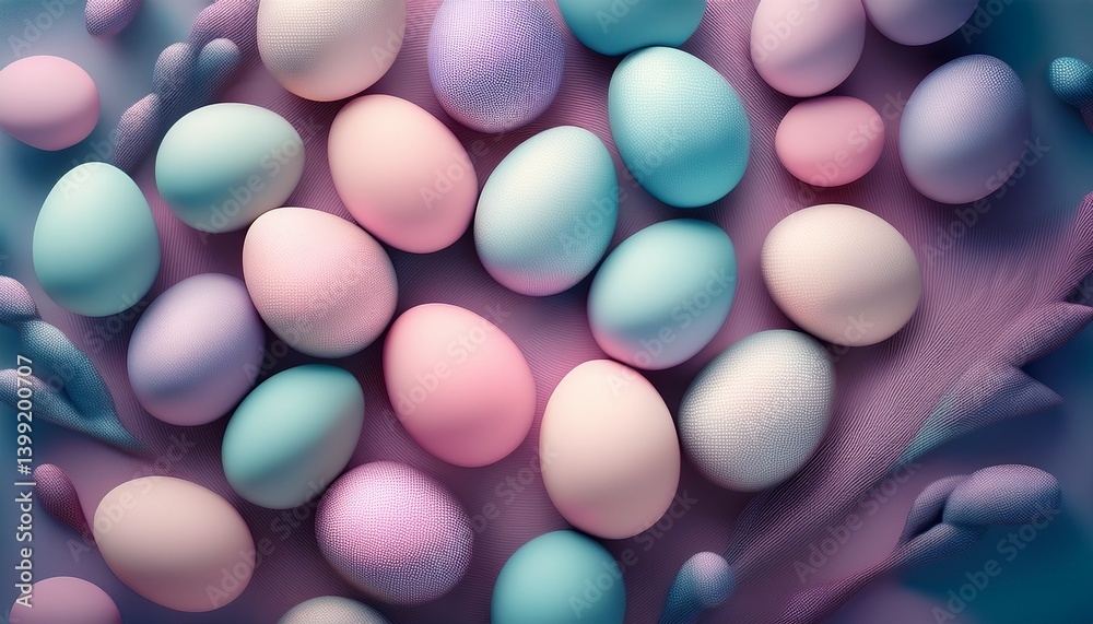 Pastel Easter Eggs: A vibrant assortment of pastel-colored Easter eggs