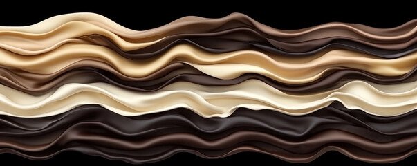 Poster - A series of brown and tan waves of fabric. The fabric is made of chocolate and is very smooth