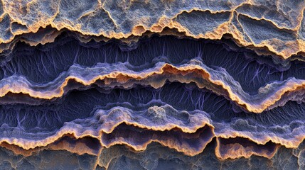 Poster - Abstracted image depicting layered geological formations with textured surfaces