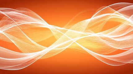 Fototapete - Abstract Orange and White Flowing Waves Background