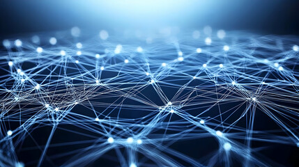 Poster - Abstract Network Design With Blue Light Dots And Lines
