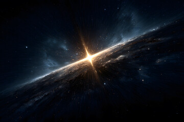 Wall Mural - Powerful Galaxy Core Emitting Bright Light