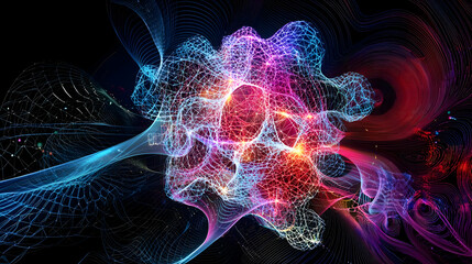 Poster - Abstract Colorful Digital Design With Glowing Particles