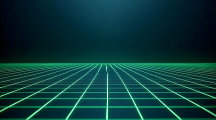 Poster - Futuristic Green Glowing Grid Pattern