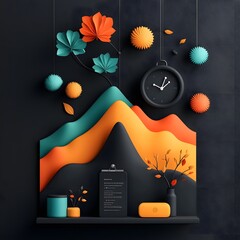 Poster - Detailed infographic visualizations rendered on chalkboard with a bold color scheme dynamic data flows and tactile chalk markings set in an academic environment with soft studio lighting