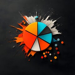 Poster - intricate information rich pie charts and bar graphs in a bold high contrast palette dramatically pr