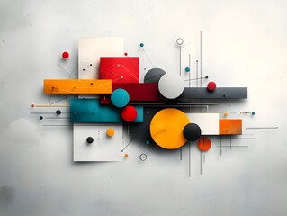 Poster - Multicolored diagrams geometric shapes and interconnected visual representations displayed on a textured chalkboard like background
