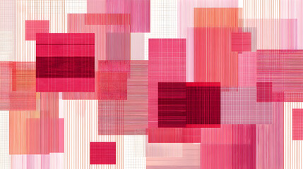 Poster - Abstract Composition in Shades of Pink and Red Featuring Geometric Shapes and Stripes for Modern Art and Design Decoration
