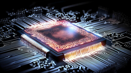 Poster - Closeup High-Tech Computer Chip