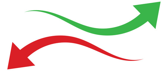Poster - Long arrow icon. Two long arrow vector. flat style red and green arrow symbol. Vector set of trendy long arrows left and right in flat style, up and down. vector illustration.  