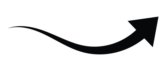 Poster - Long curve arrow icon. curve arrow icon vector. Curved arrow icon isolated on white background. Long curve arrow icon vector, silhouette, vector illustration. 