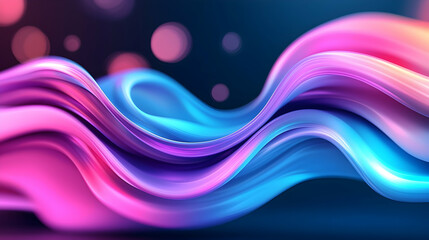 Poster - Vibrant Abstract Background with Colorful Bokeh and Flowing Waves