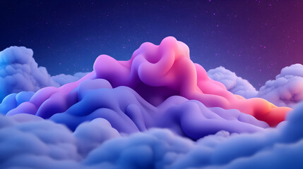 Wall Mural - vibrant cosmic cloudscape at night with pink blue purple hues