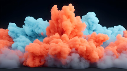 Poster - Vibrant Orange And Blue Smoke Explosion