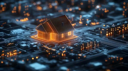 Poster - Digital House On Circuit Board