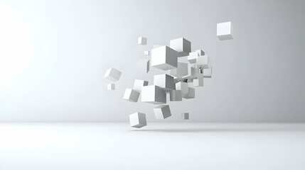 Poster - Abstract Composition Of White Cubes