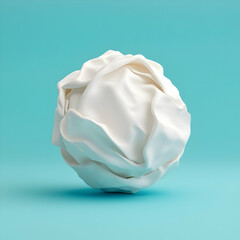 Poster - White Crumpled Sphere on Blue Background