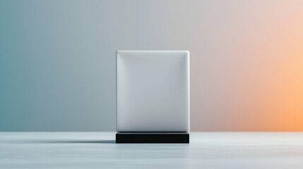 Poster - White Cube Mockup on Black Base Against Gradient Background