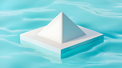 Poster - White Pyramid Floating on Aqua Water