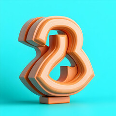 Poster - Wooden Number Two and Three on Blue Background