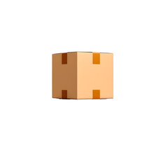 Poster - Detailed Minimalist of a Single Cardboard Box with Soft Shadow on a Transparent Platform Digital Artwork in Influenced Style
