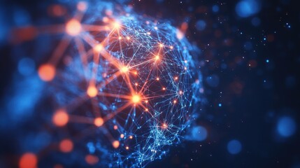 Poster - A digital representation of interconnected nodes and glowing points, symbolizing data networks and global connectivity.