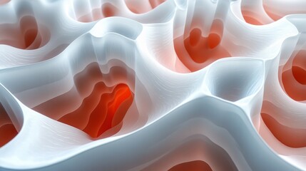 Aufkleber - Abstract Texture: A captivating abstract image of undulating, organic forms, with smooth surfaces transitioning between cool and warm colors, creating a sense of depth and visual intrigue.