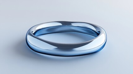 Poster - A sleek, modern blue ring sits on a smooth surface, showcasing its reflective surface and minimalist design.