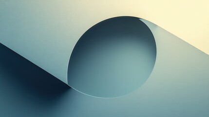 Poster - a minimalist abstract image featuring soft curves and a circular cutout against a subtle gradient ba