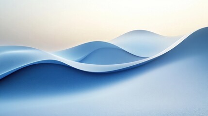 Poster - a serene composition of smooth, flowing blue waves against a soft background, evoking calmness and t