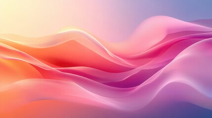Poster - a vibrant, abstract design featuring flowing waves of pink and orange hues, creating a sense of move