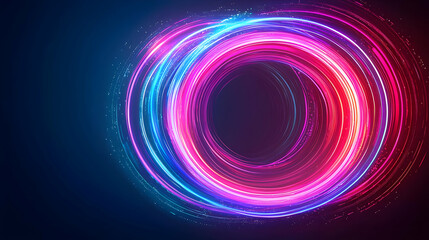Poster - Abstract Neon Circle Design With Glowing Lines