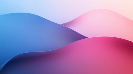 Poster - A smooth, abstract image featuring flowing waves in gradient shades of blue and pink, creating a calming and modern visual effect.