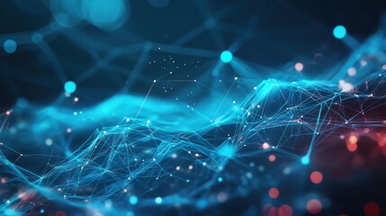 Poster - A vibrant, abstract representation of interconnected lines and nodes, symbolizing data flow and digital networks in a futuristic design.