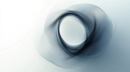 Poster - An abstract design featuring a flowing, circular shape made of delicate black lines against a soft white background.